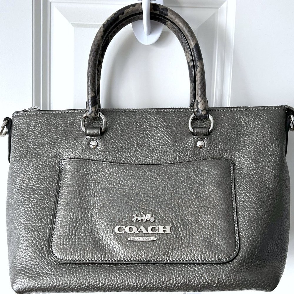 COACH MINI EMMA SATCHEL - PLATINUM/SILVER